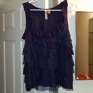 Dark Blue Ruffle Tank